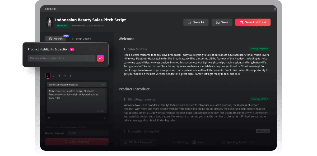 AI Generator Livestreaming Script